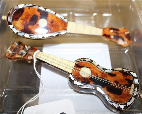 Tortoishell miniature mandolin and guitar
